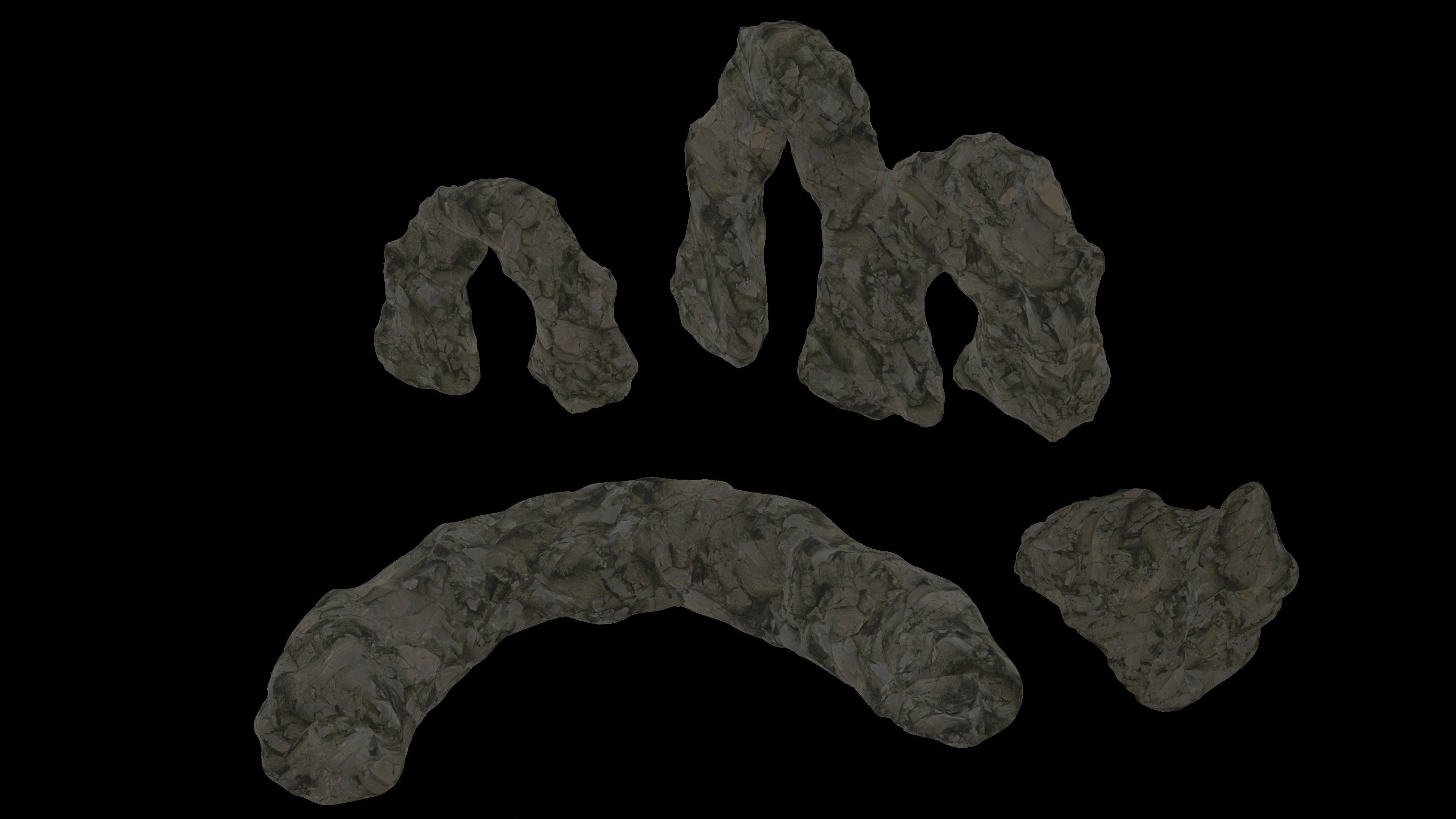 Cave tunnel and rocks mossy mountain PBR 8K Blundle KIT 3D model_5