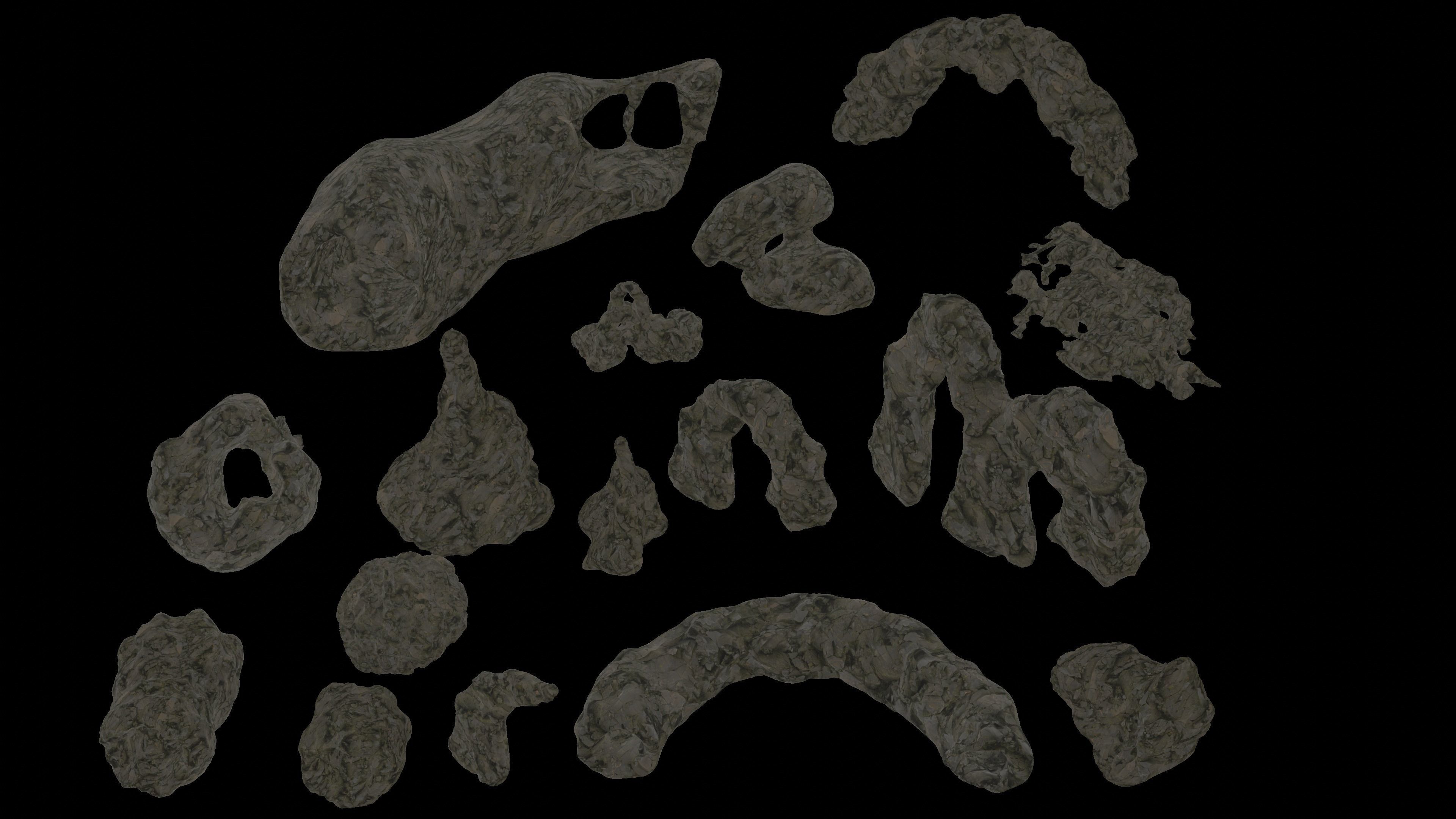 Cave tunnel and rocks mossy mountain PBR 8K Blundle KIT 3D model_1