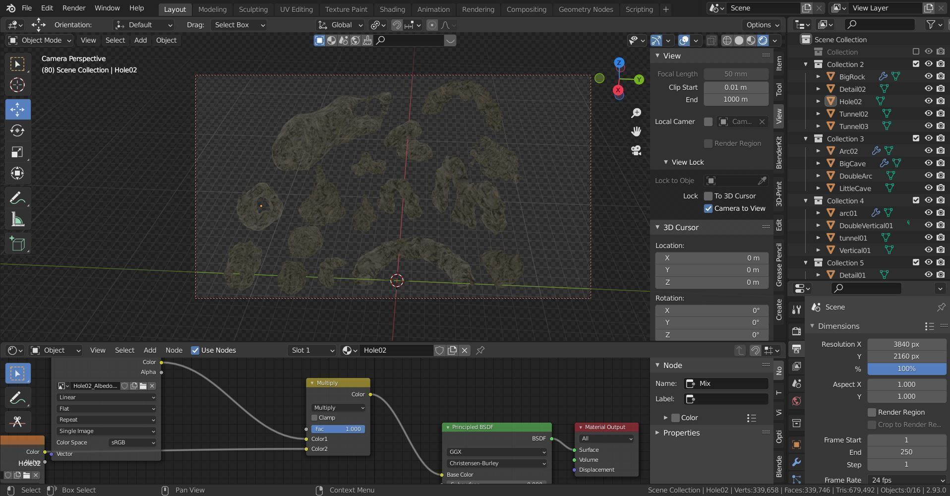 Cave tunnel and rocks mossy mountain PBR 8K Blundle KIT 3D model_9