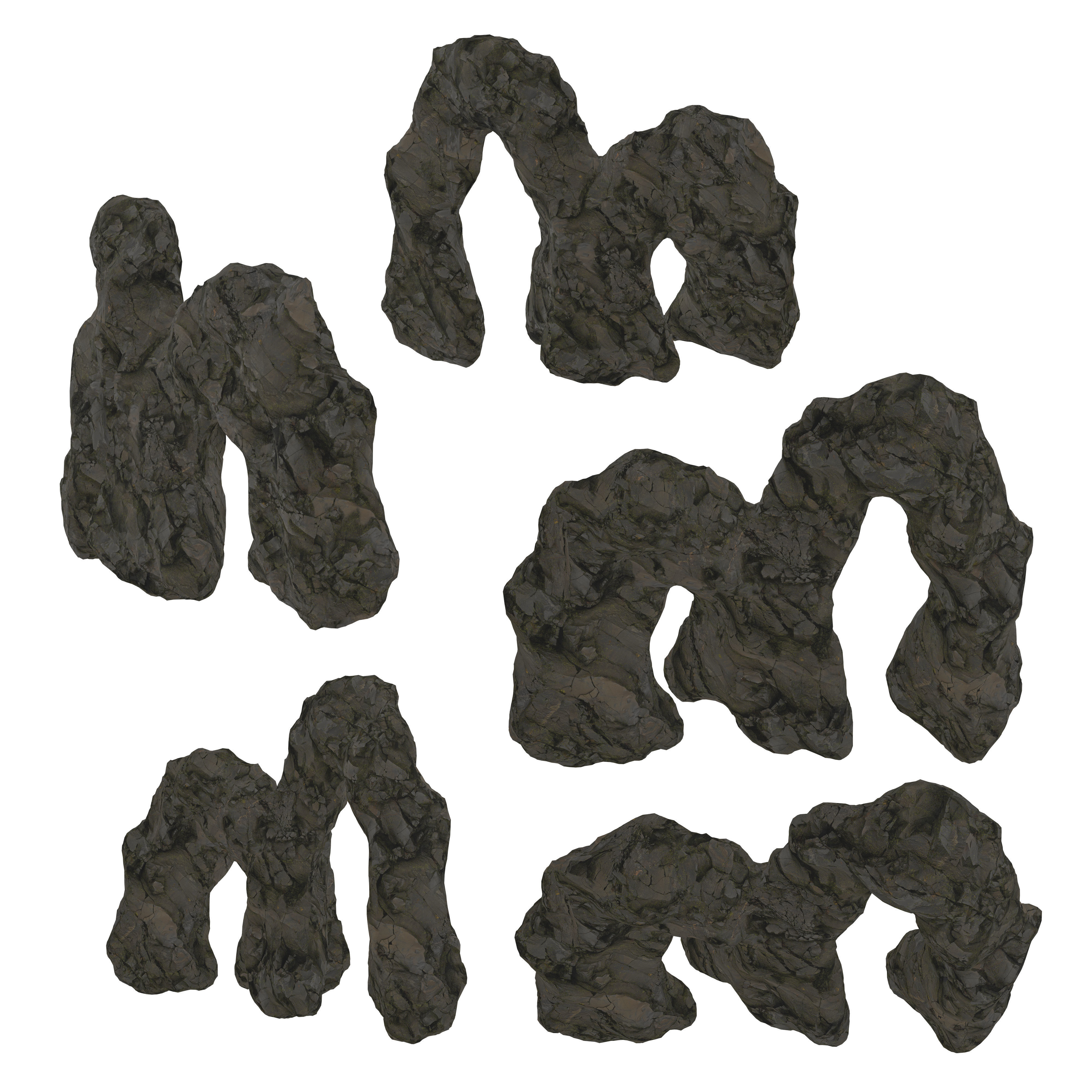 Cave tunnel and rocks mossy mountain PBR 8K Blundle KIT 3D model_8