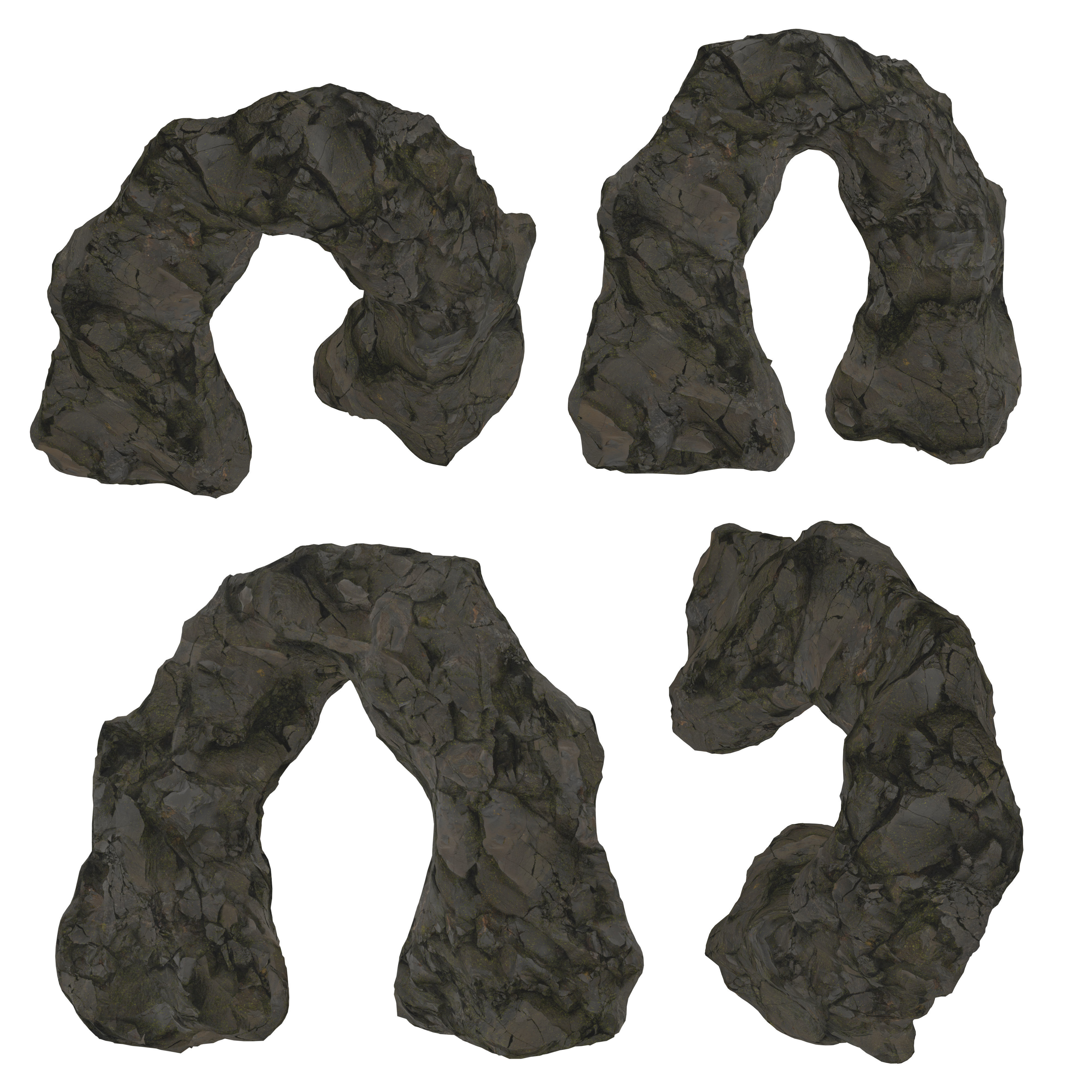 Cave tunnel and rocks mossy mountain PBR 8K Blundle KIT 3D model_7