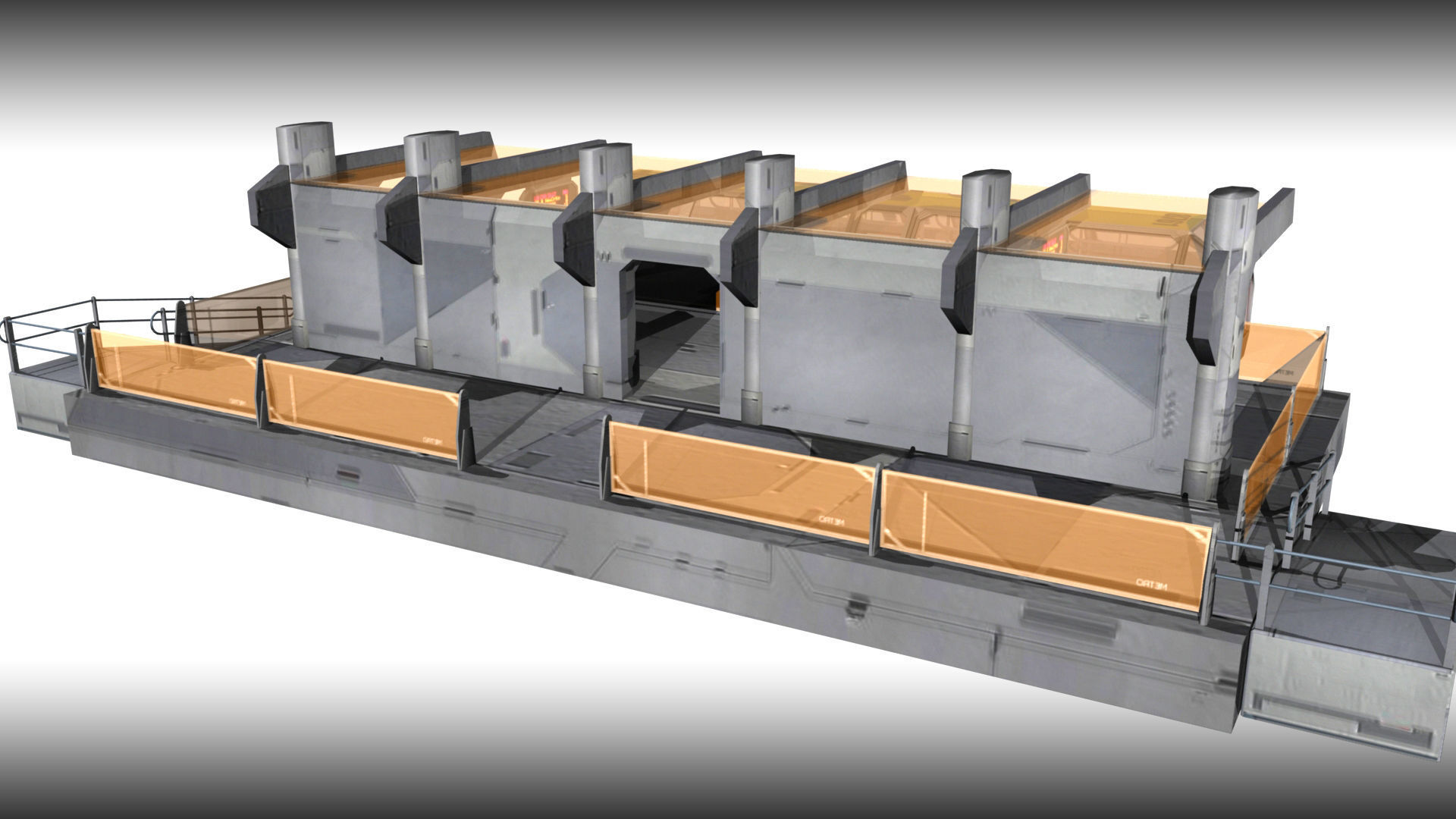 SciFi Tram Station Pack Low-poly 3D model_11