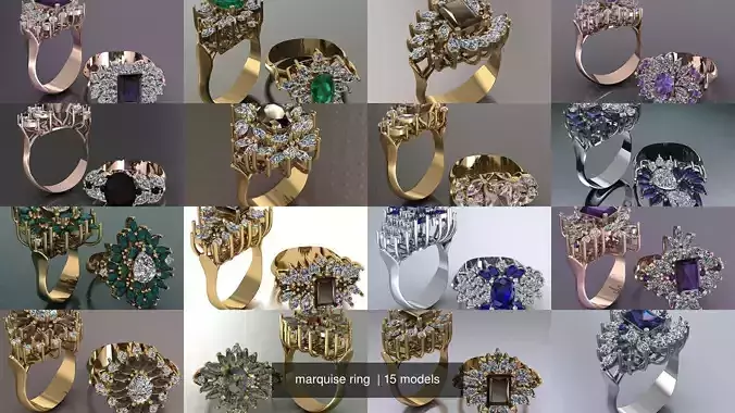 marquise ring  3D Model Collection