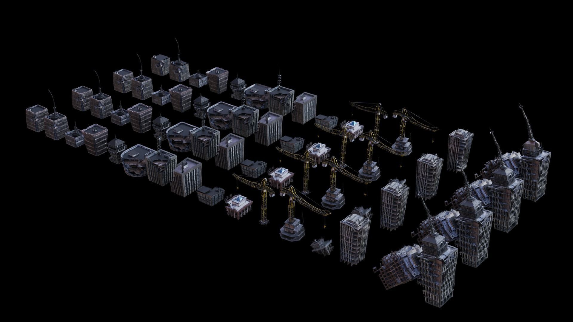 Apocalyptic Building Pack  Low-poly 3D model_3