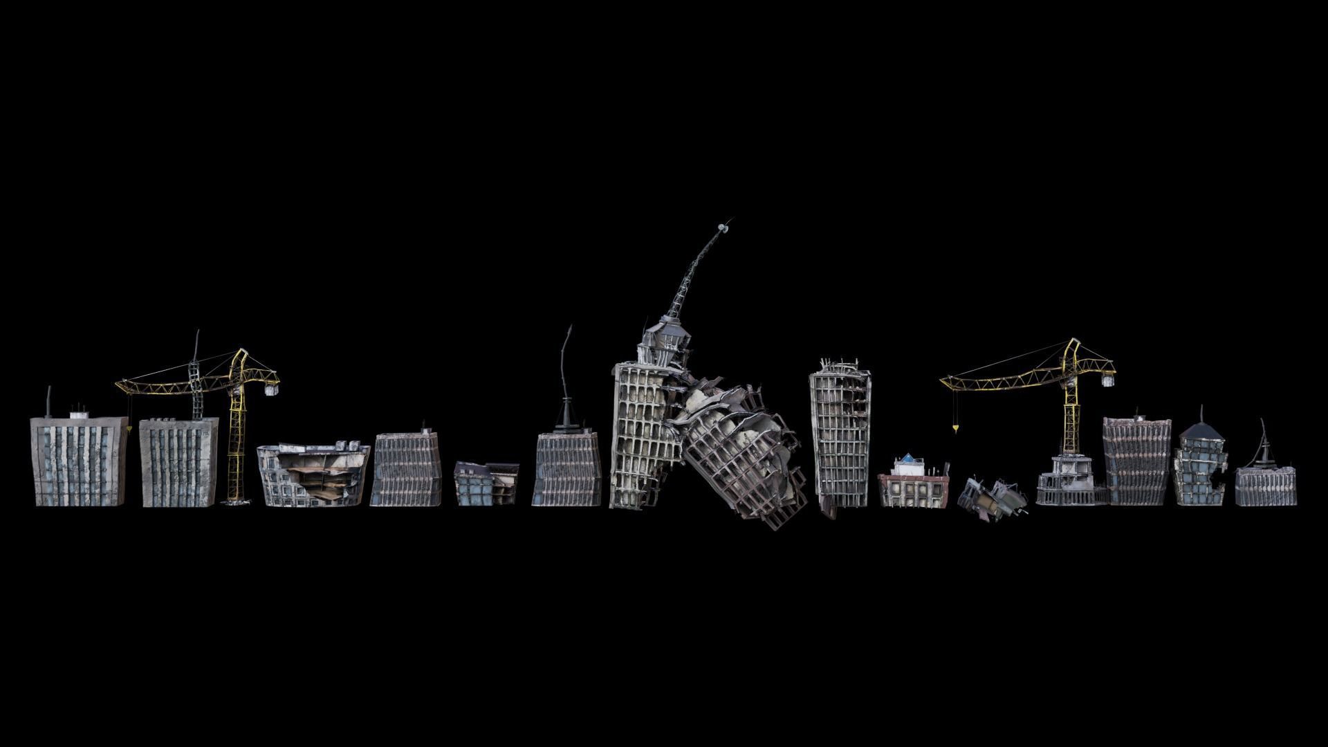 Apocalyptic Building Pack  Low-poly 3D model_6