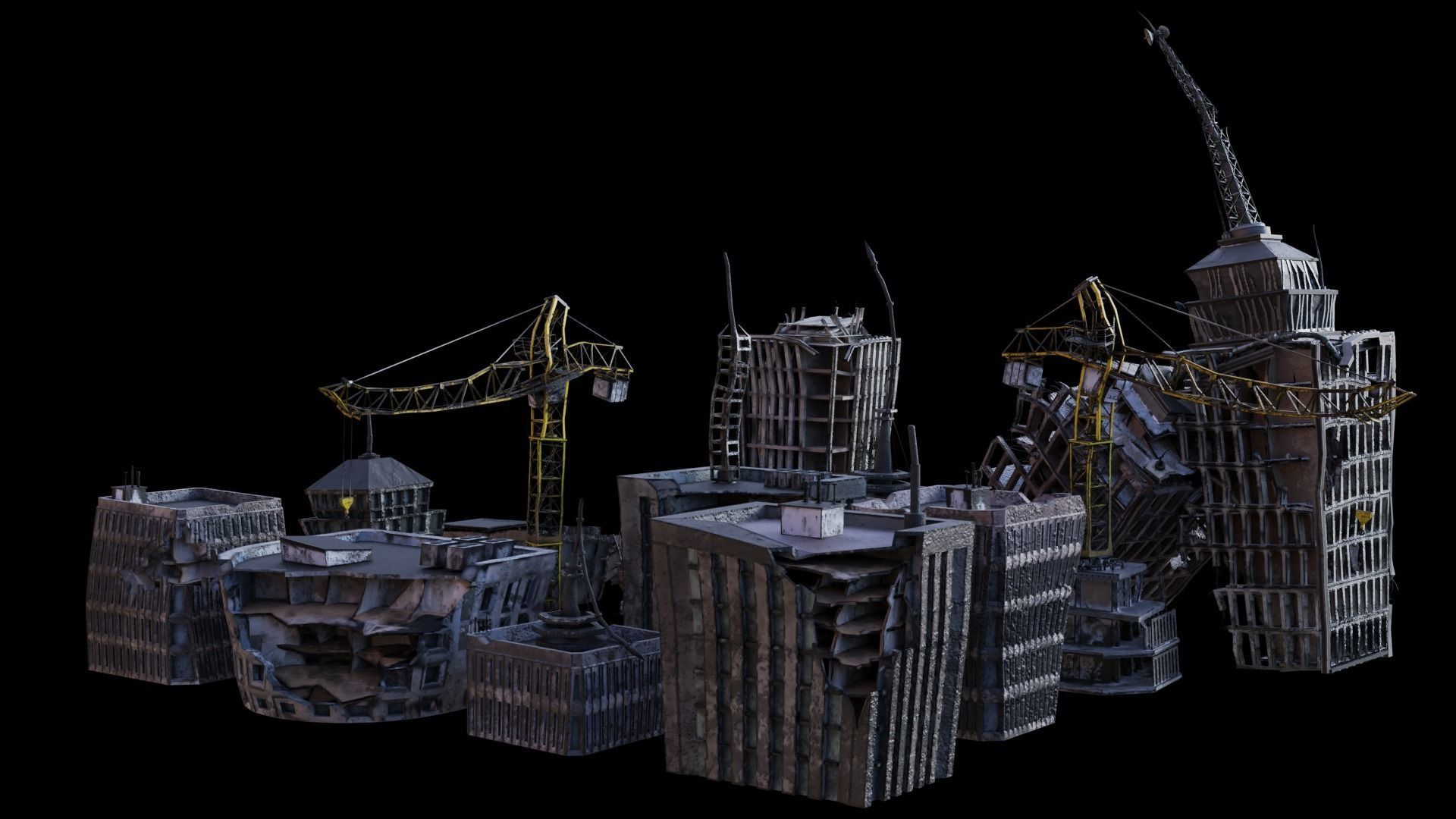Apocalyptic Building Pack  Low-poly 3D model_8