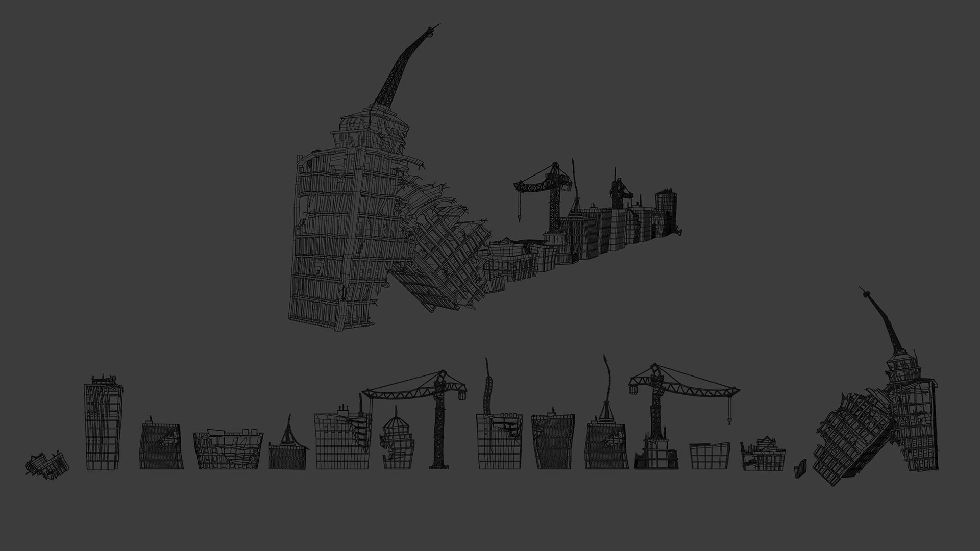 Apocalyptic Building Pack  Low-poly 3D model_10