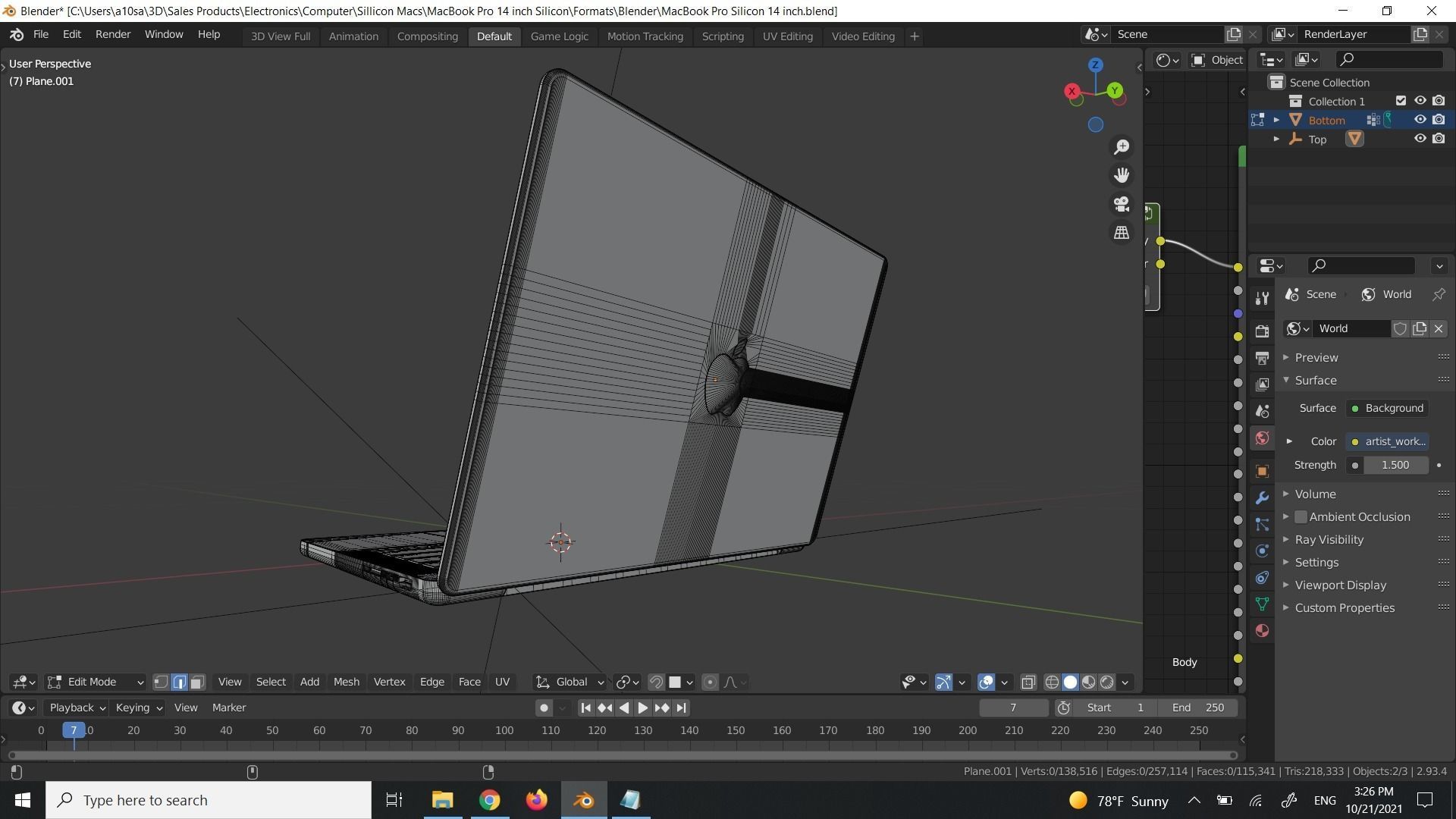 Apple Silicon MacBook Pro 14 2021 inch in Official Design Low-poly 3D model_8