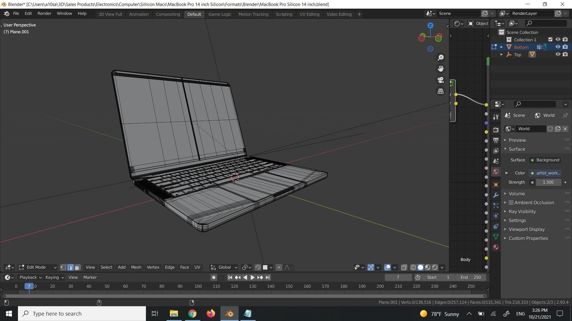 Apple Silicon MacBook Pro 14 2021 inch in Official Design Low-poly 3D model_7