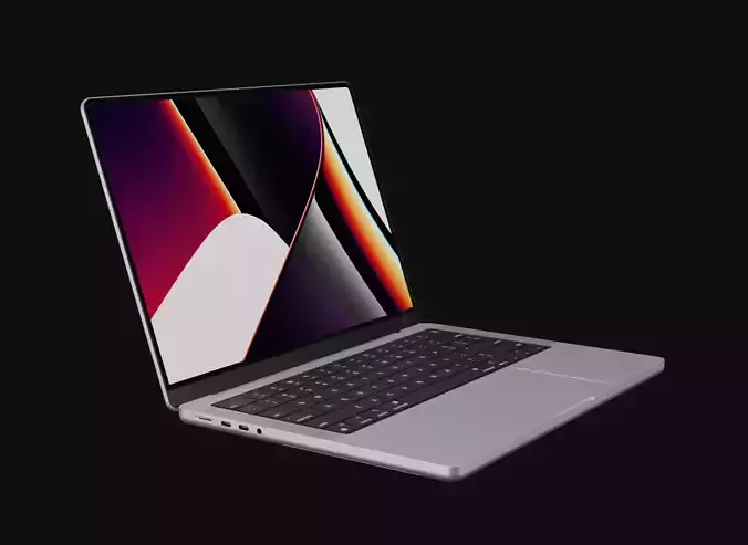 Apple Silicon MacBook Pro 14 2021 inch in Official Design Low-poly 3D model