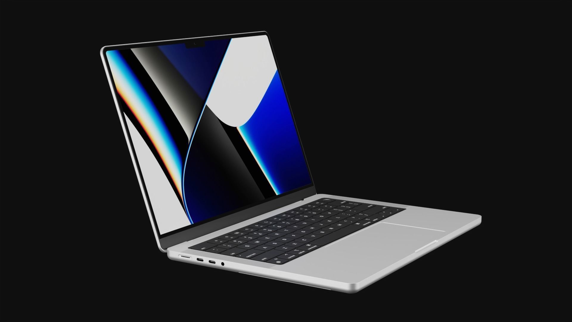 Apple Silicon MacBook Pro 14 2021 inch in Official Design Low-poly 3D model_5