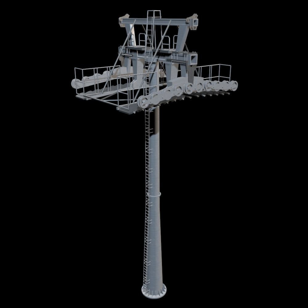 Ropeway Tower Low-poly 3D model_2