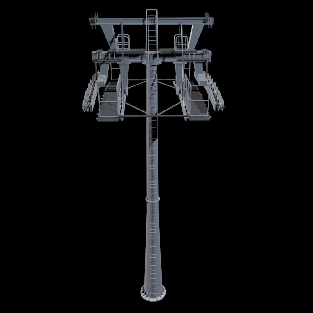 Ropeway Tower Low-poly 3D model_3