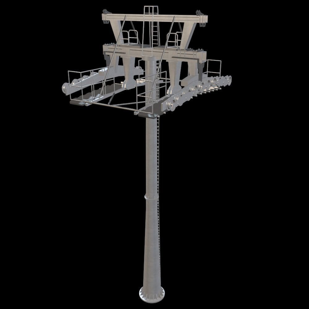 Ropeway Tower Low-poly 3D model_5