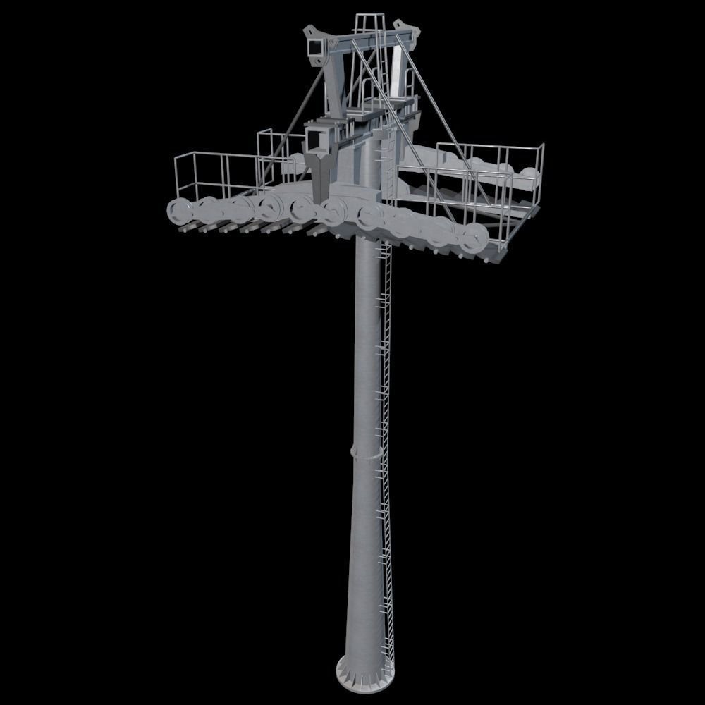 Ropeway Tower Low-poly 3D model_4