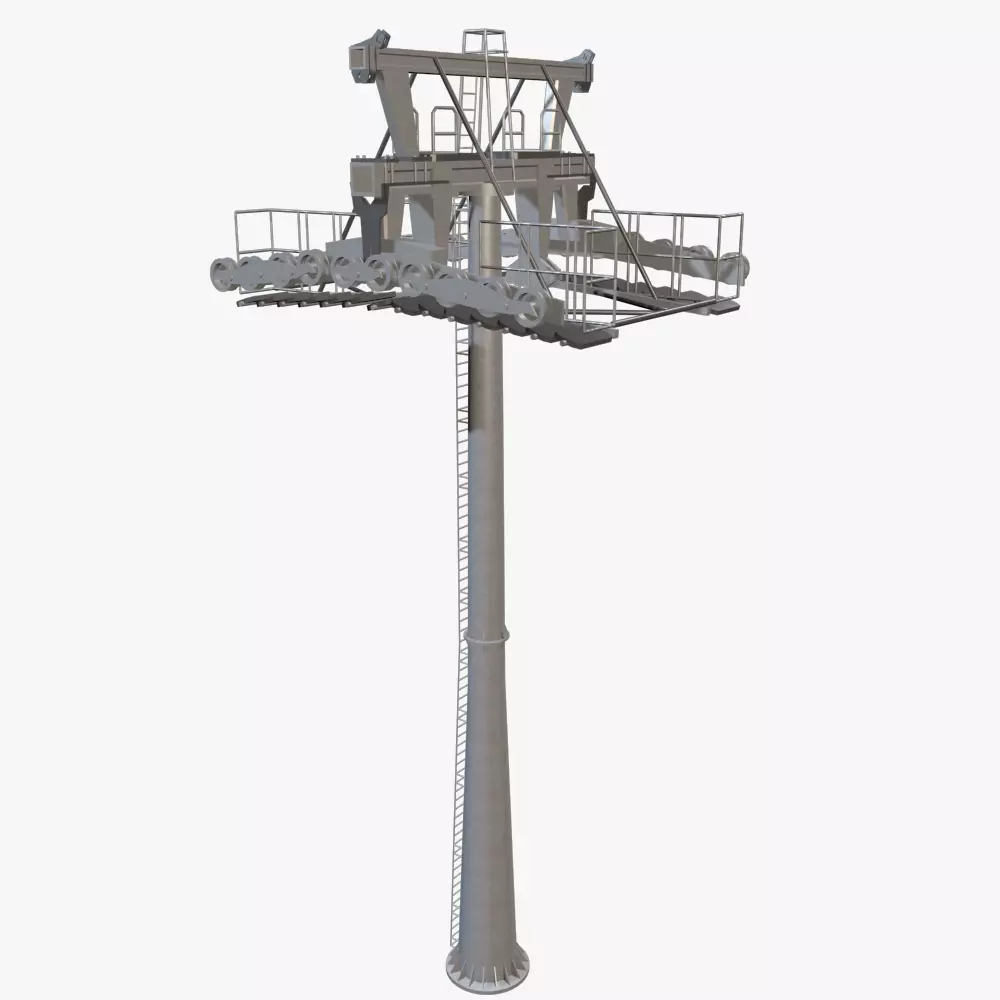 Ropeway Tower Low-poly 3D model_0