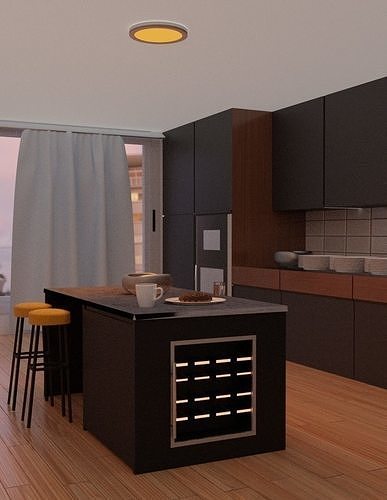 Realistic House Kitchen Interior  3D model