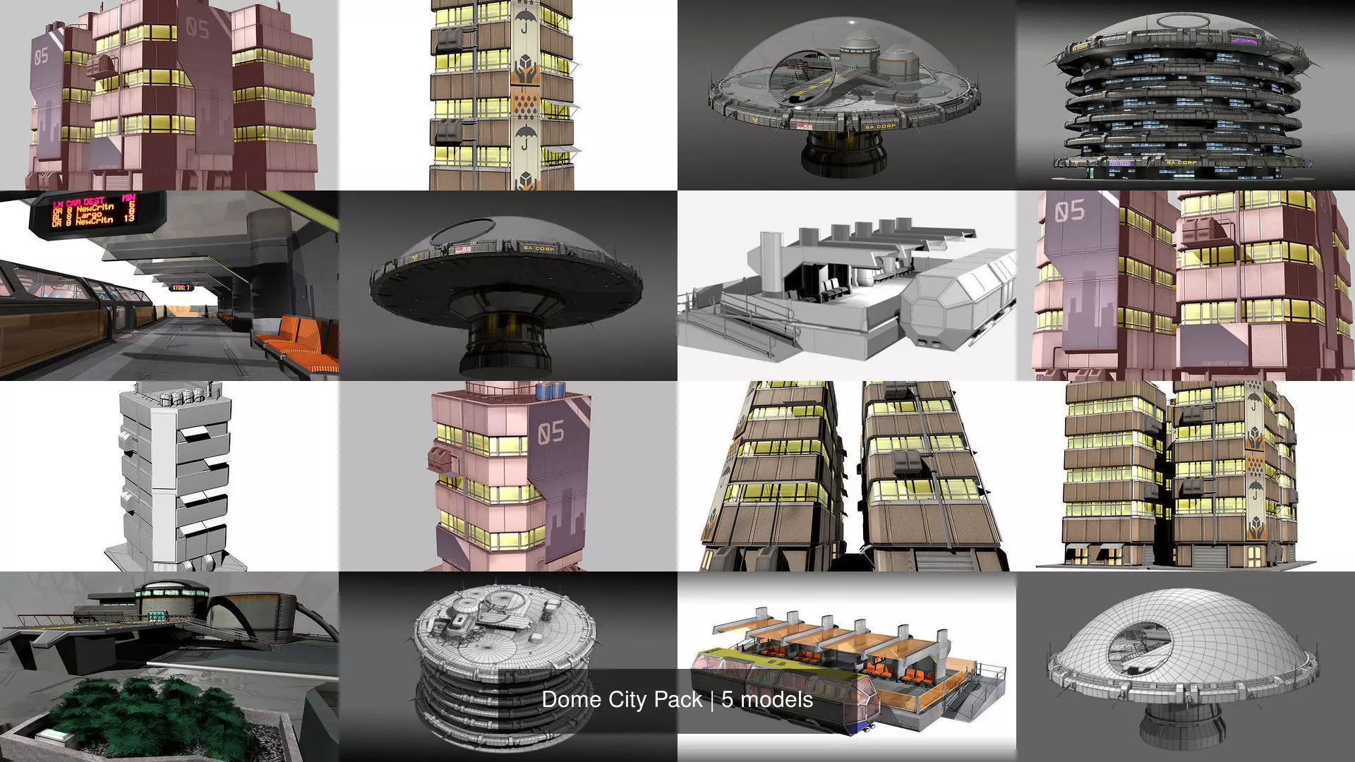 Dome City Pack 3D Model Collection_0