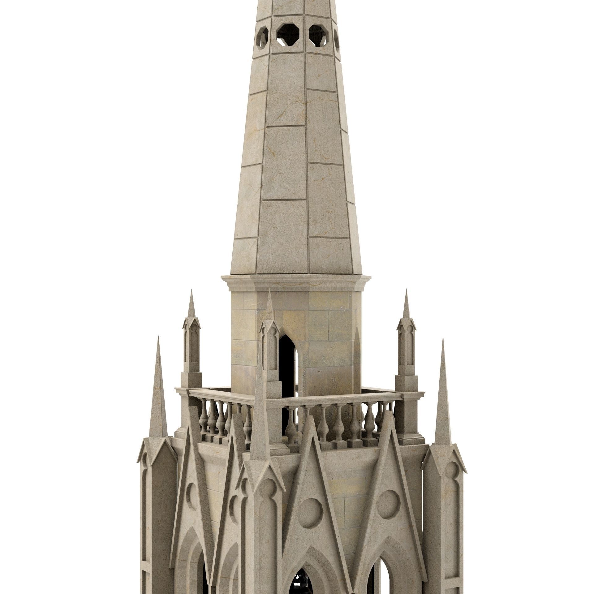 Old Clock Gothic Tower 3D model_13