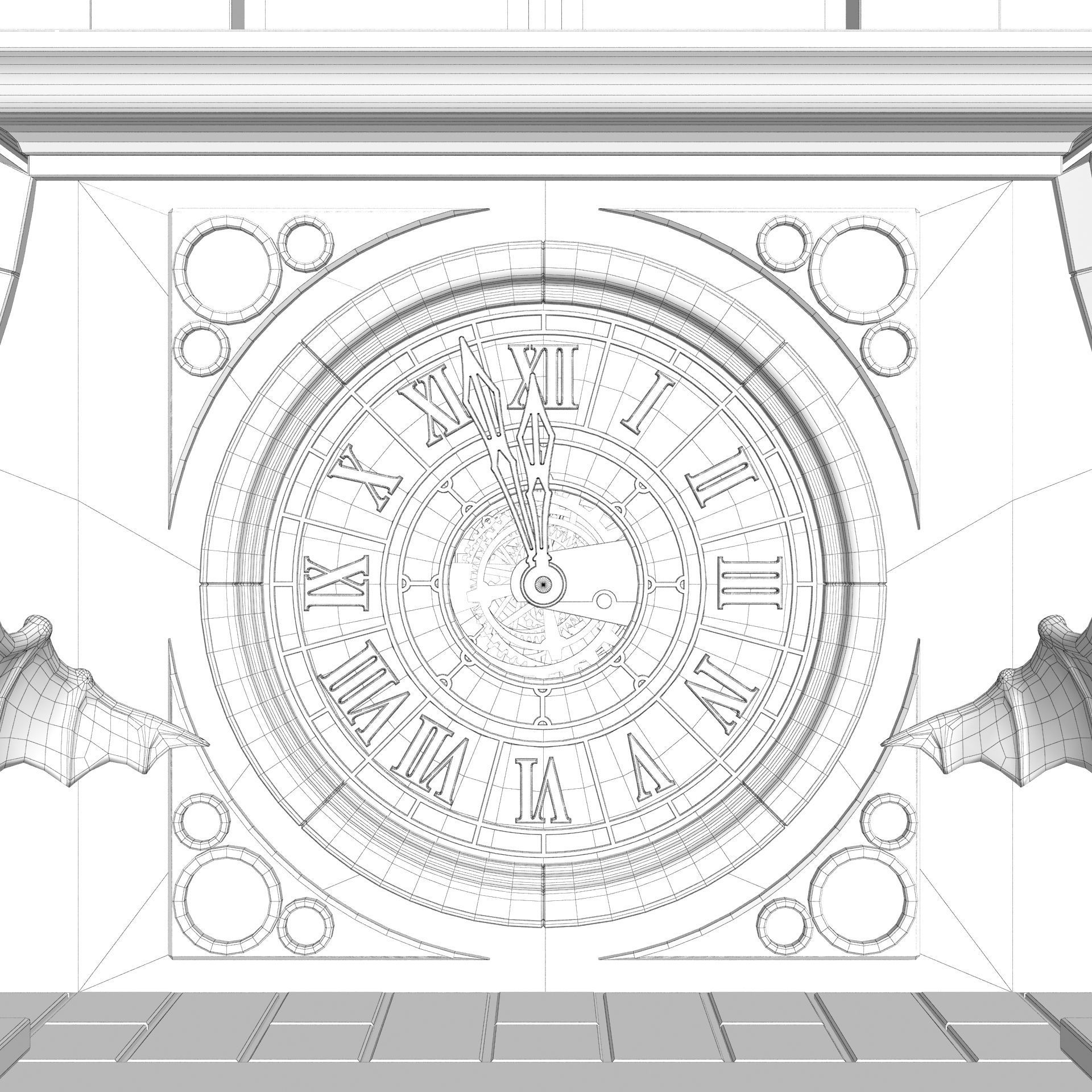 Old Clock Gothic Tower 3D model_26