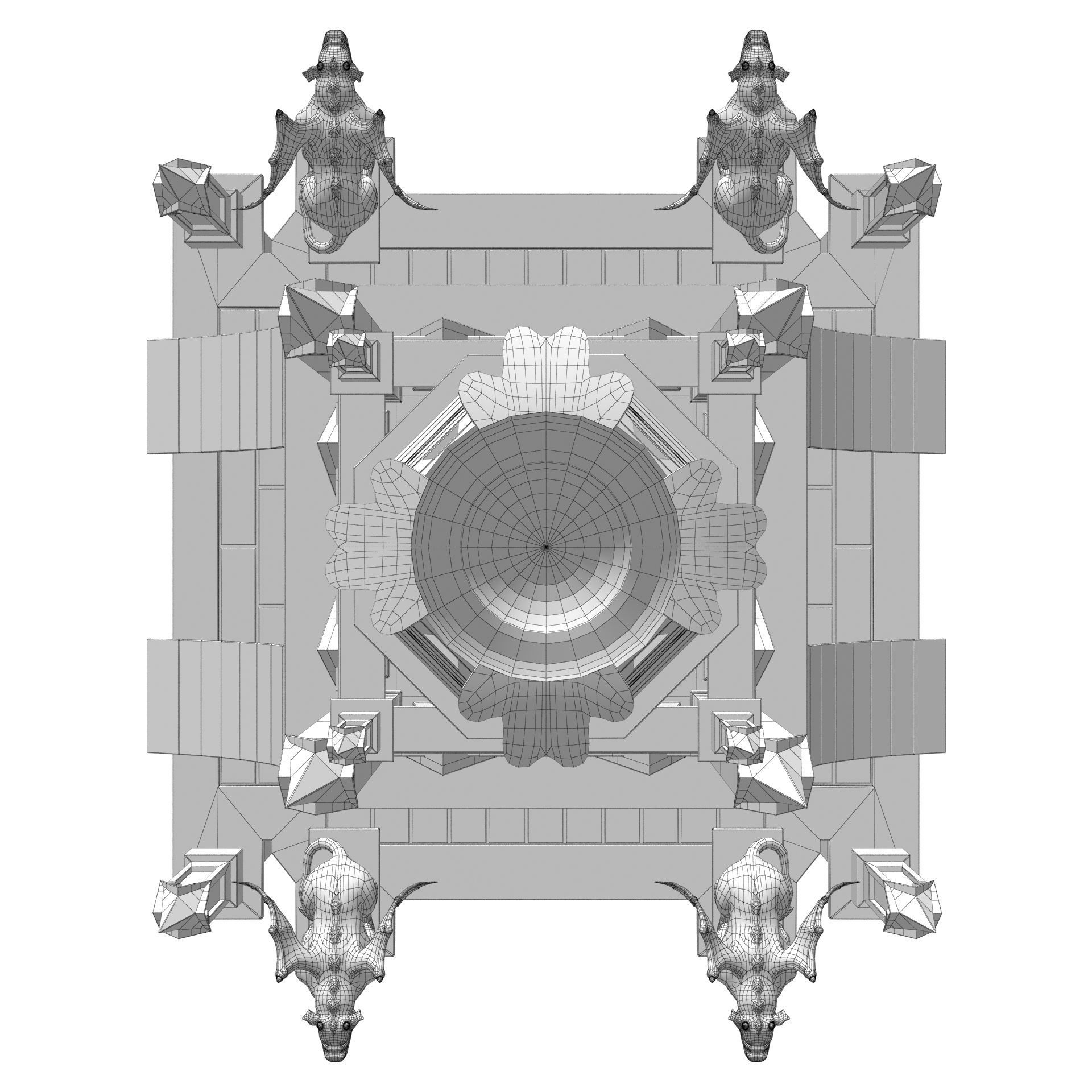 Old Clock Gothic Tower 3D model_29