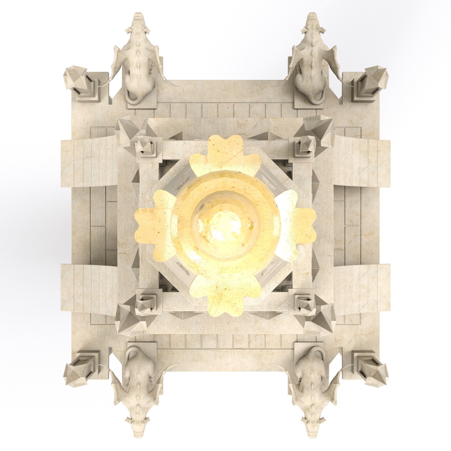 Old Clock Gothic Tower 3D model_14