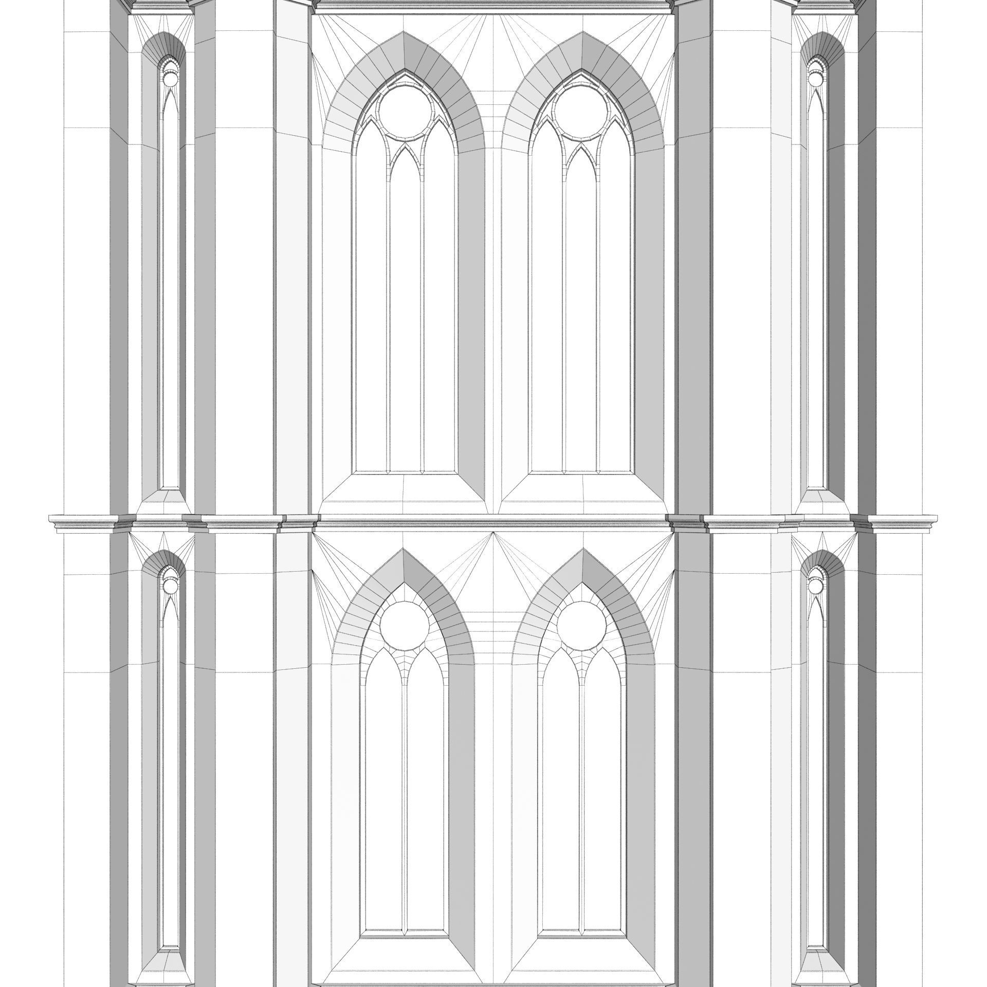 Old Clock Gothic Tower 3D model_24