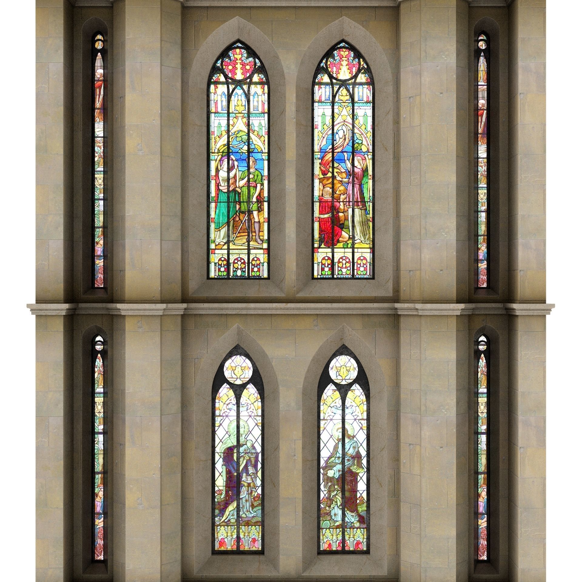 Old Clock Gothic Tower 3D model_9