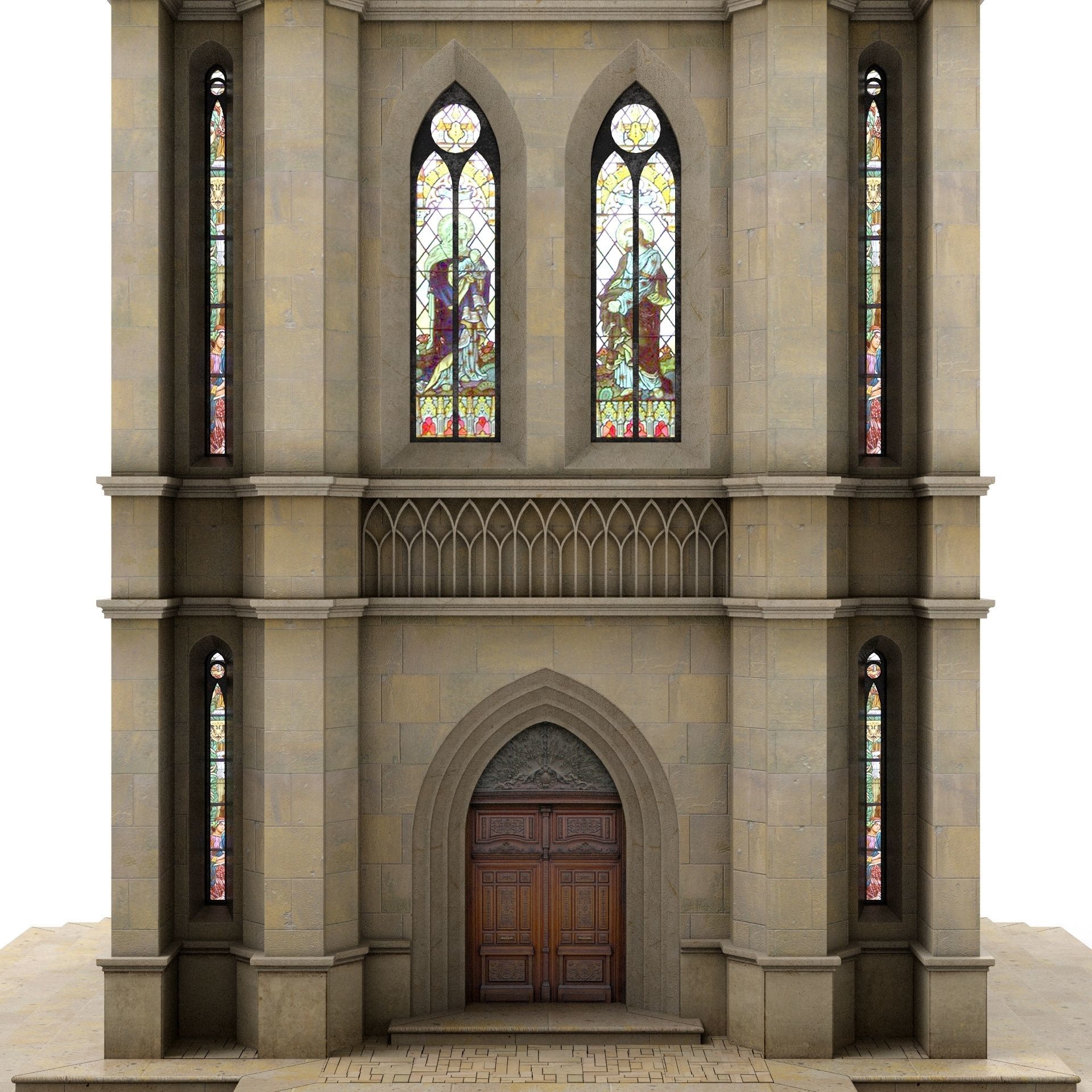 Old Clock Gothic Tower 3D model_8