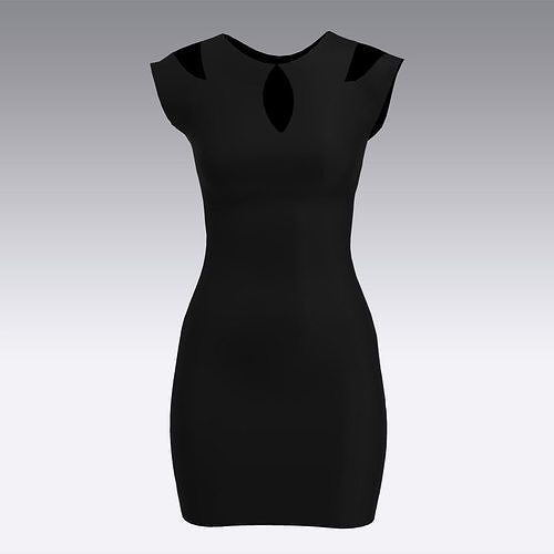DRESS HOURGLASS PANELLED DRESS BLACK 3D model