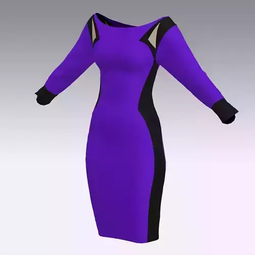 DRESS HOURGLASS BLACK PURPLE