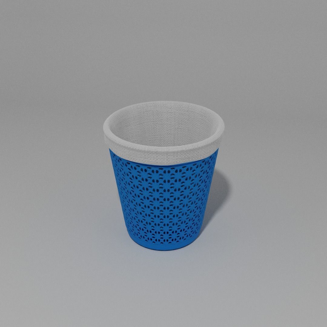 Blue Laundry basket With and Without Bag Free 3D model_3