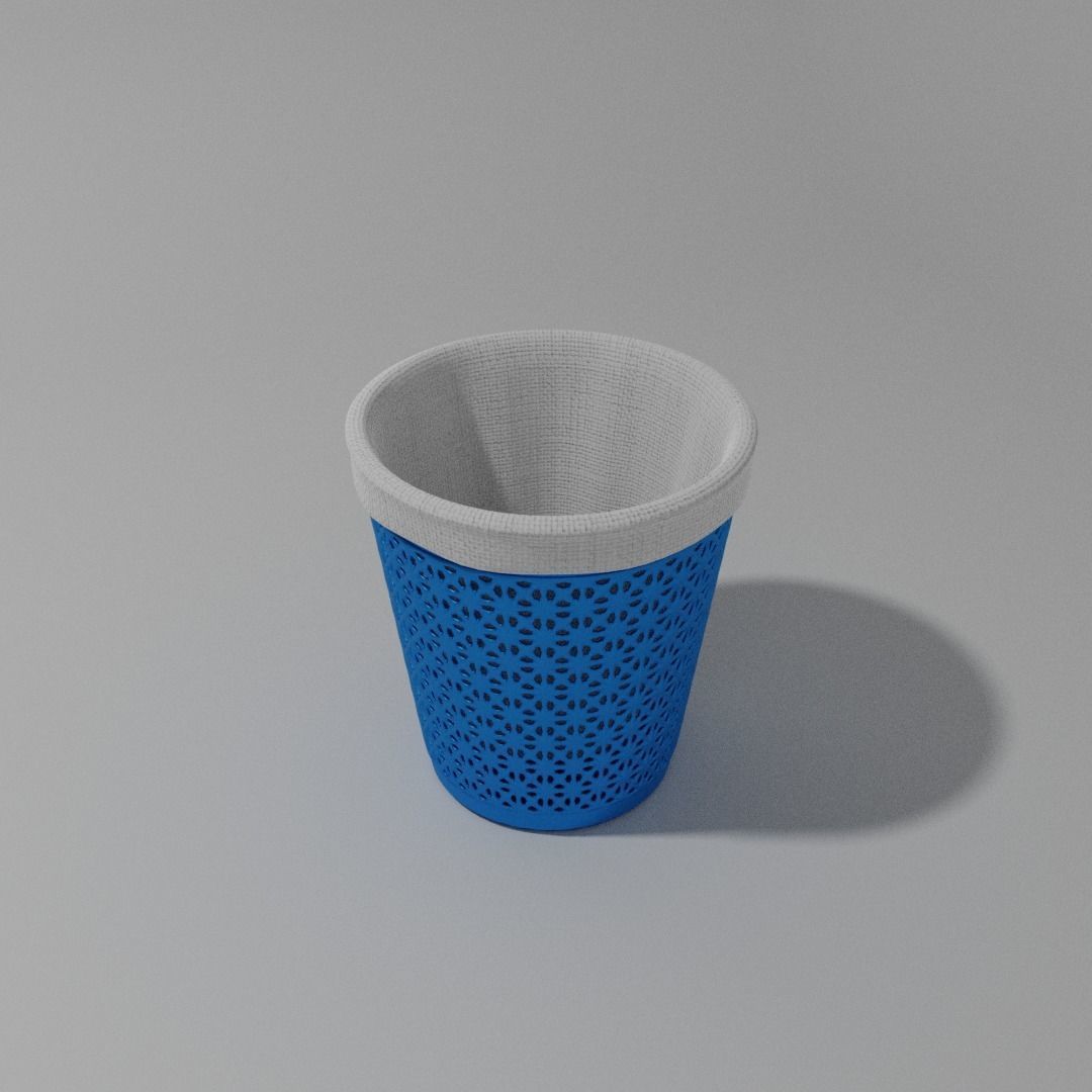 Blue Laundry basket With and Without Bag Free 3D model_4