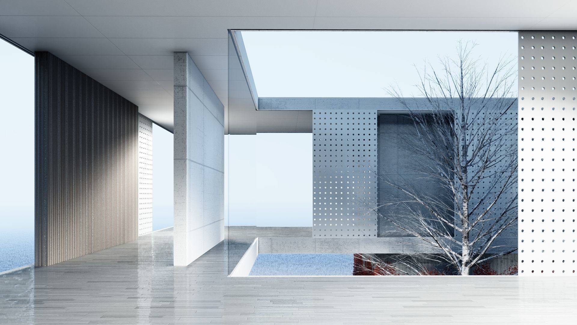 Modern Exhibition Gallery  Pavillion House 3D model_5