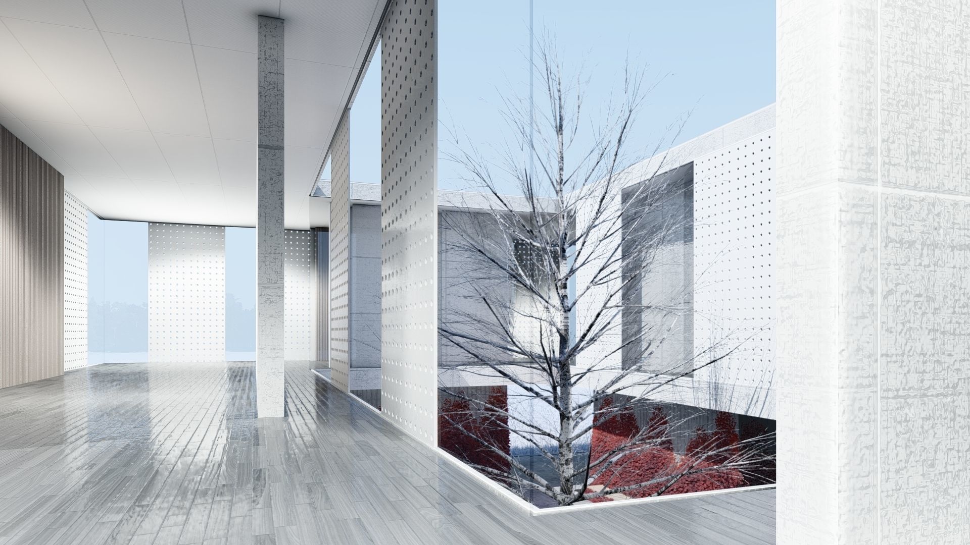 Modern Exhibition Gallery  Pavillion House 3D model_4