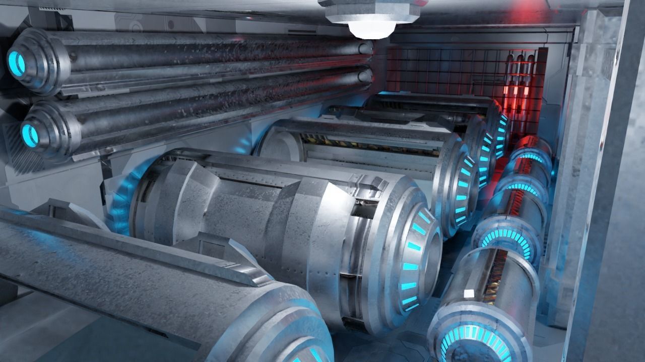 Spaceship - Cyberpunk style Low-poly 3D model_5