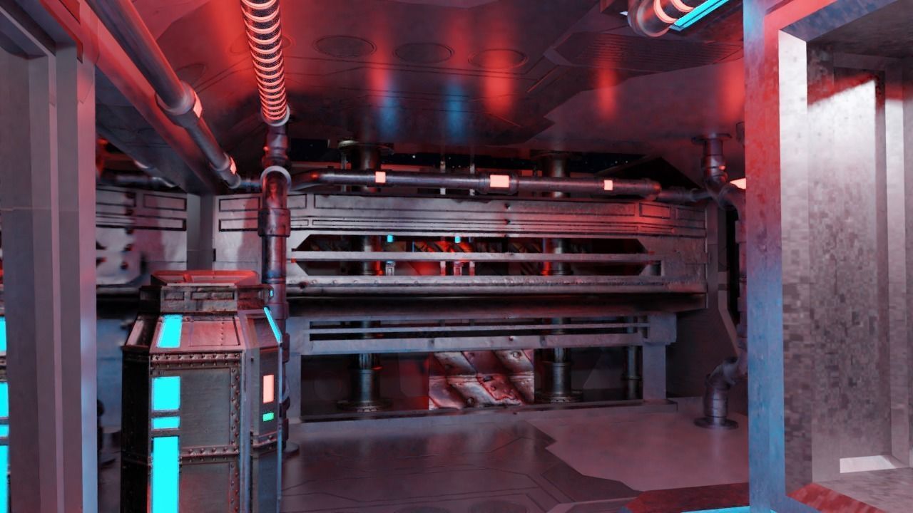 Spaceship - Cyberpunk style Low-poly 3D model_15