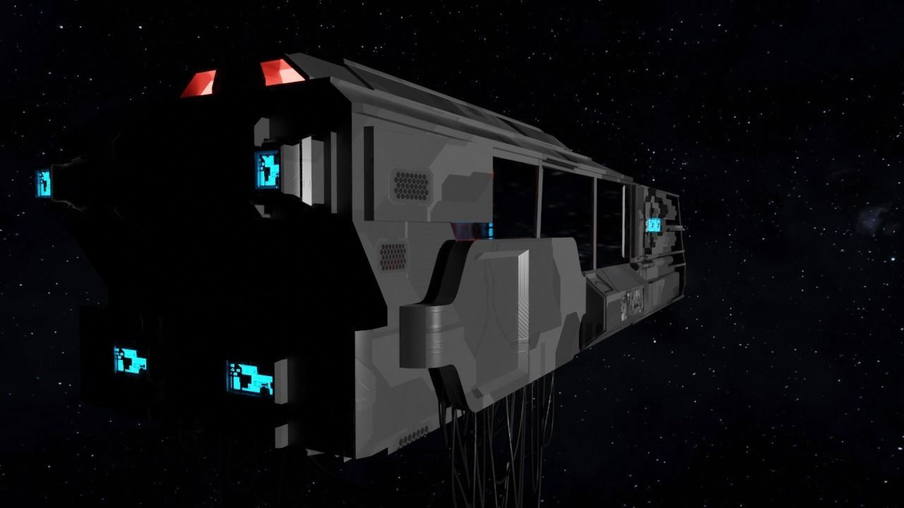 Spaceship - Cyberpunk style Low-poly 3D model_17