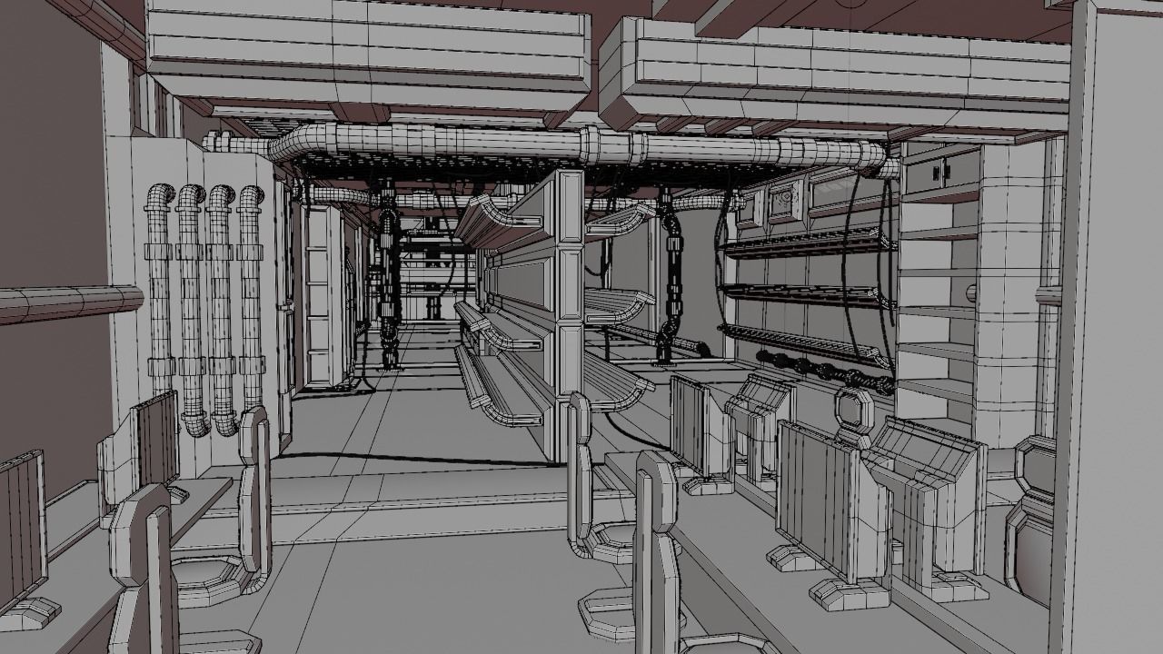 Spaceship - Cyberpunk style Low-poly 3D model_23