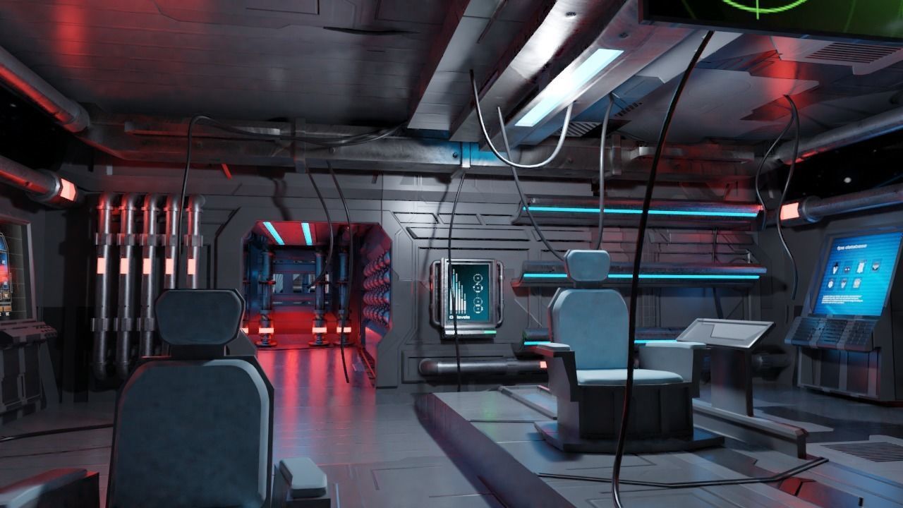 Spaceship - Cyberpunk style Low-poly 3D model_11