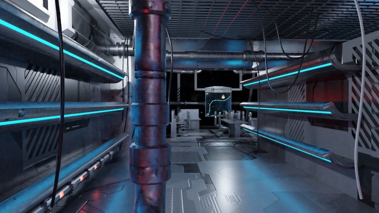 Spaceship - Cyberpunk style Low-poly 3D model_6