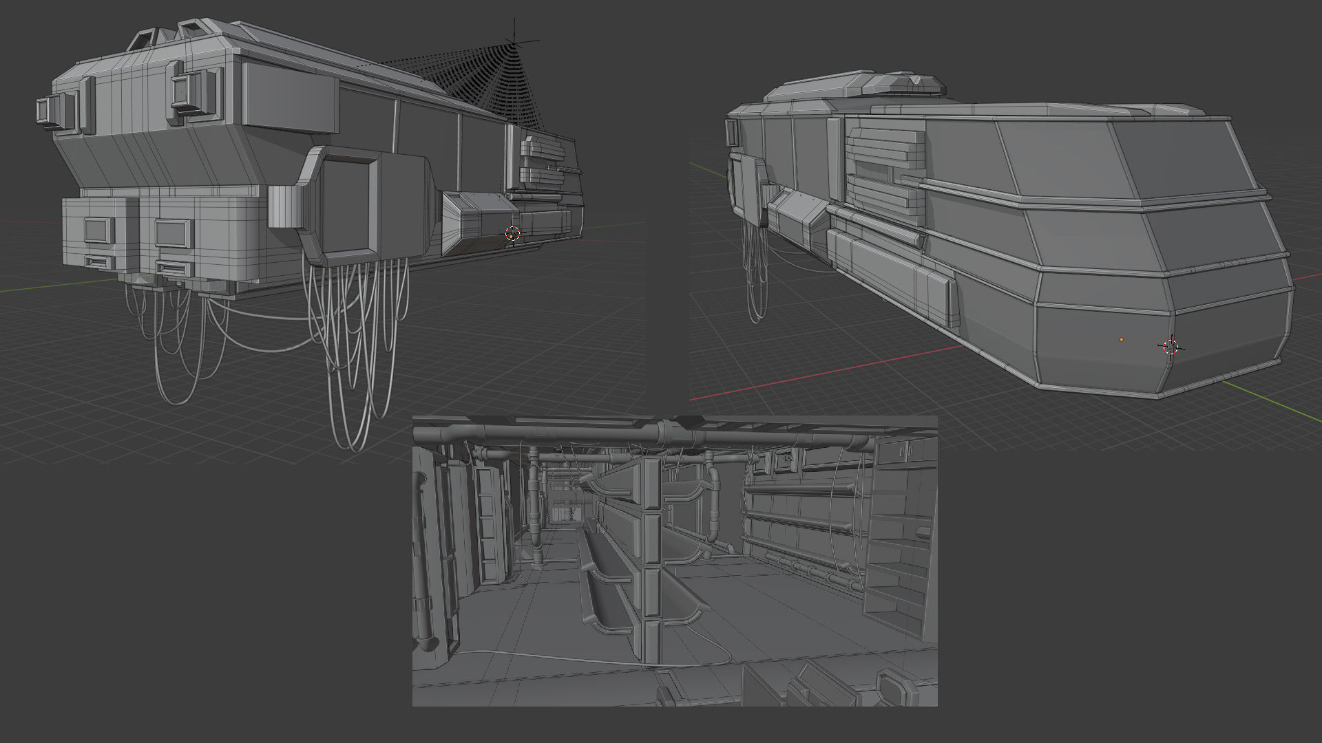 Spaceship - Cyberpunk style Low-poly 3D model_19