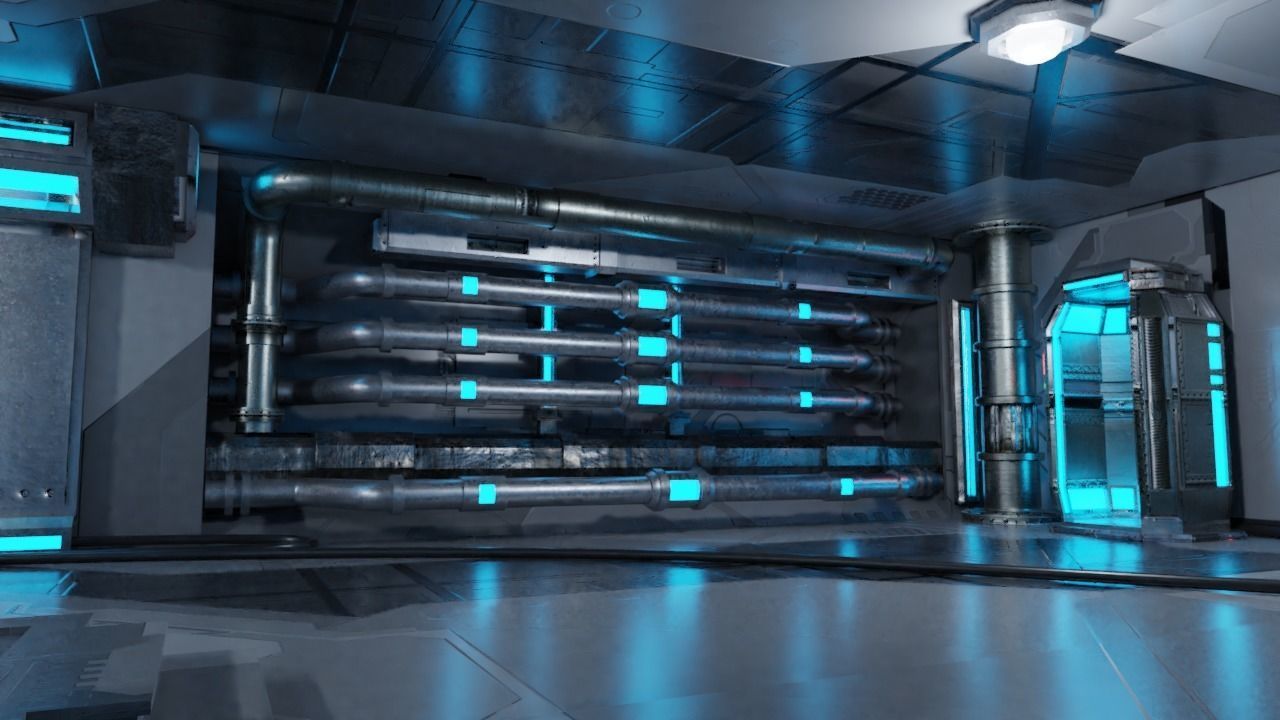 Spaceship - Cyberpunk style Low-poly 3D model_8