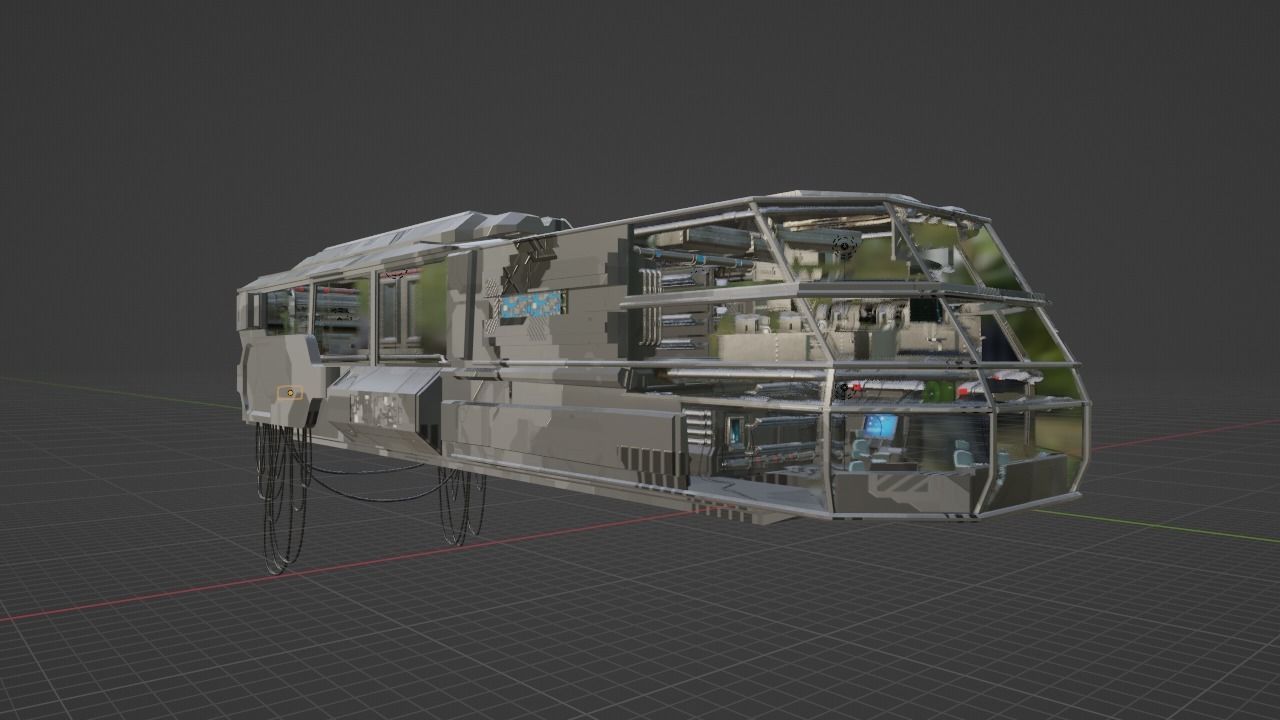 Spaceship - Cyberpunk style Low-poly 3D model_20