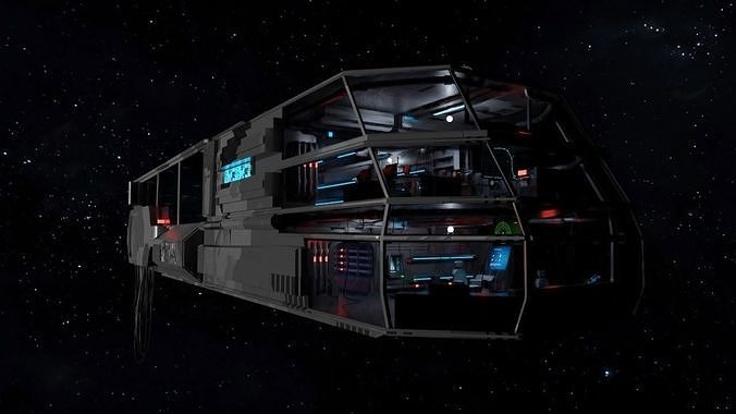 Spaceship - Cyberpunk style Low-poly 3D model
