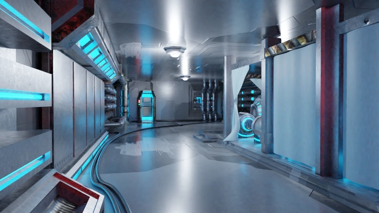 Spaceship - Cyberpunk style Low-poly 3D model_13