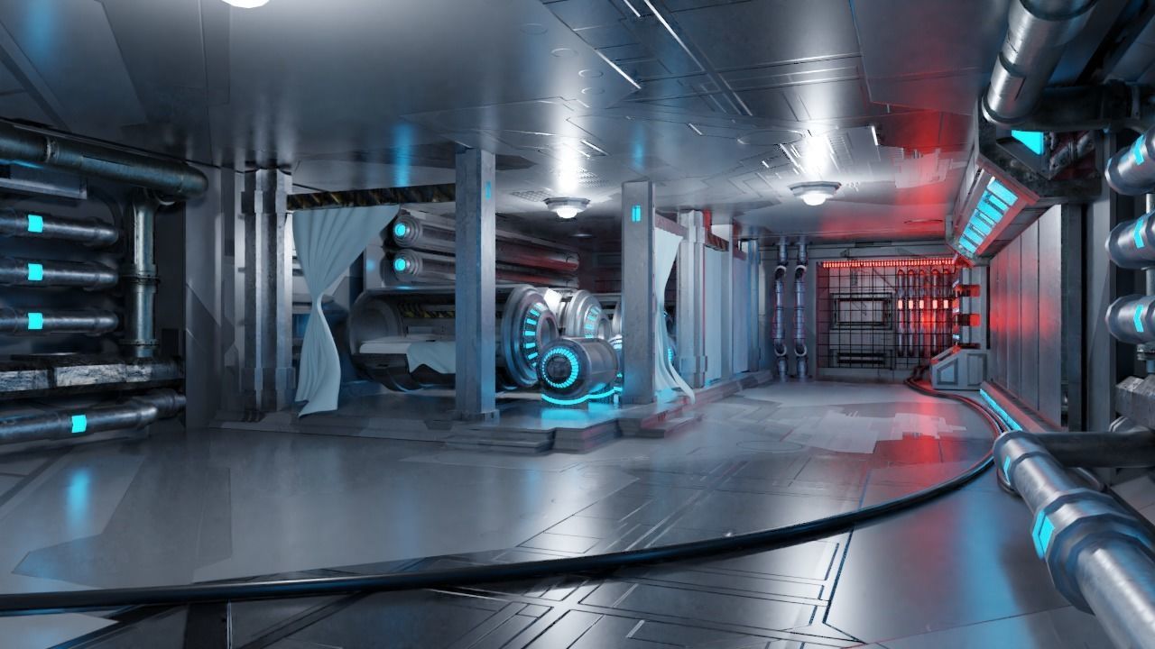 Spaceship - Cyberpunk style Low-poly 3D model_12