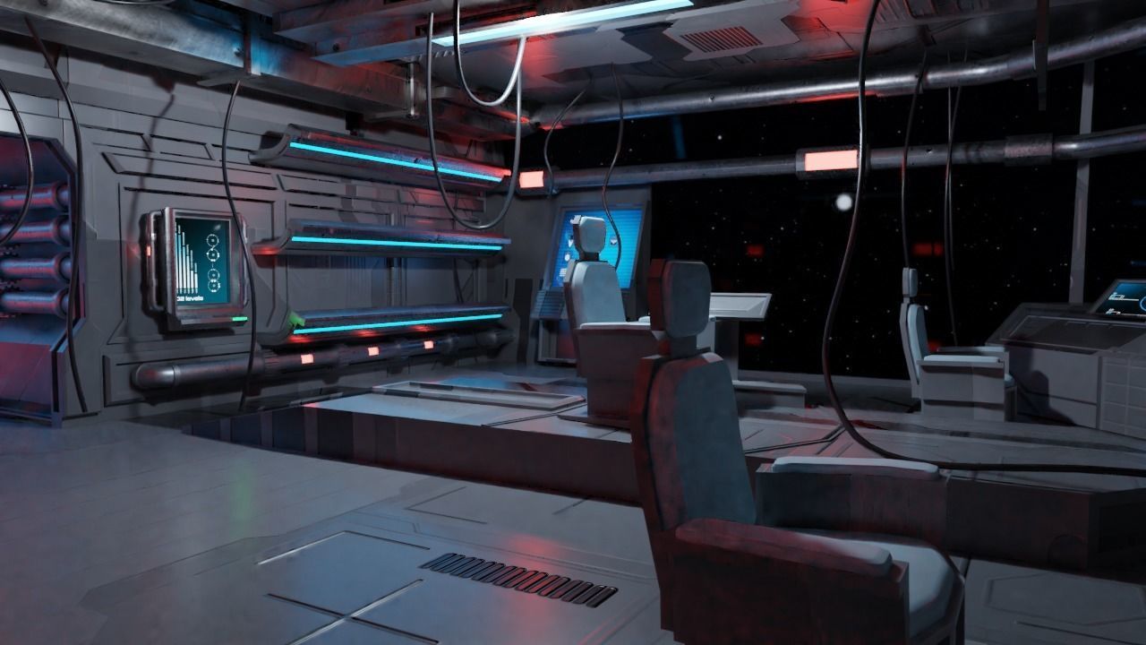 Spaceship - Cyberpunk style Low-poly 3D model_10