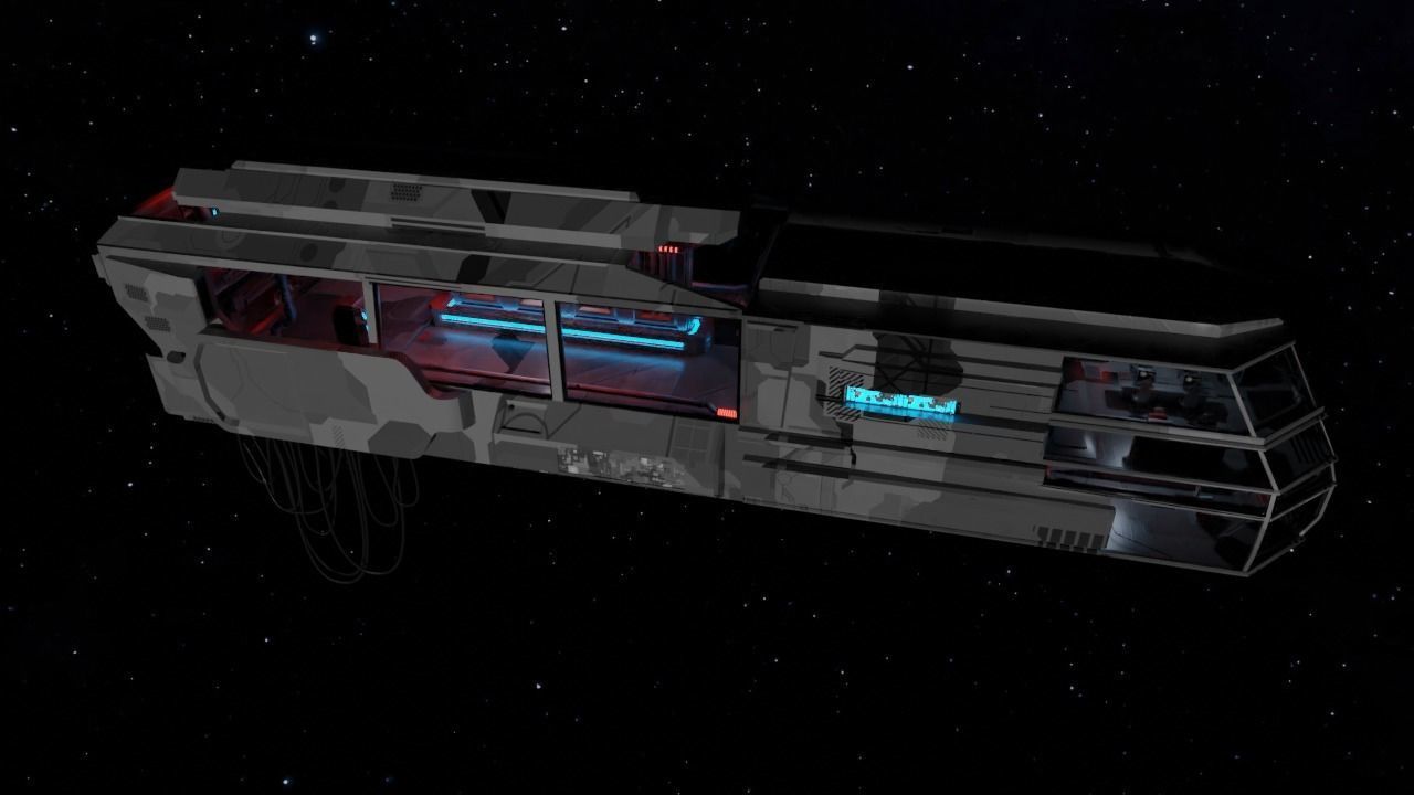 Spaceship - Cyberpunk style Low-poly 3D model_16