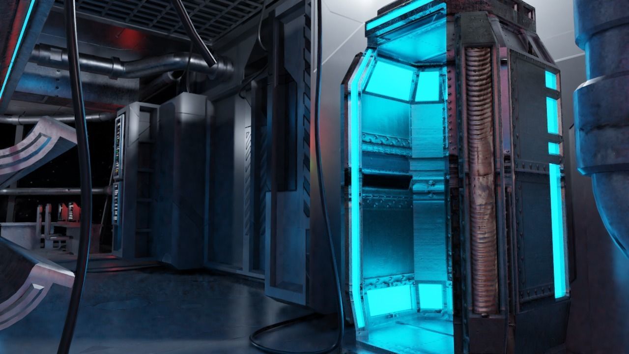 Spaceship - Cyberpunk style Low-poly 3D model_7